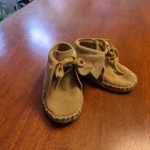 Tan leather moccasins